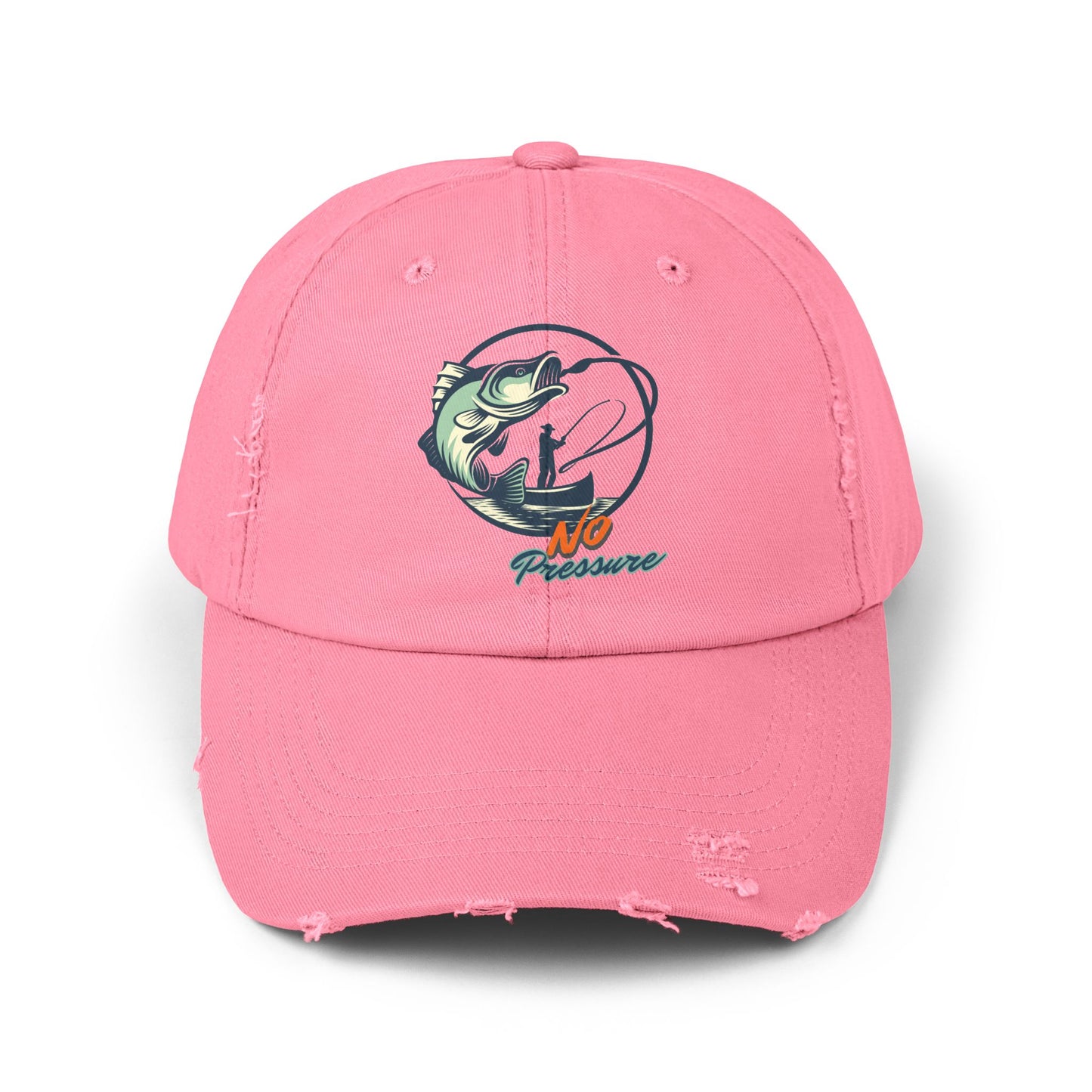 No Pressure Fishing Unisex Distressed Cap