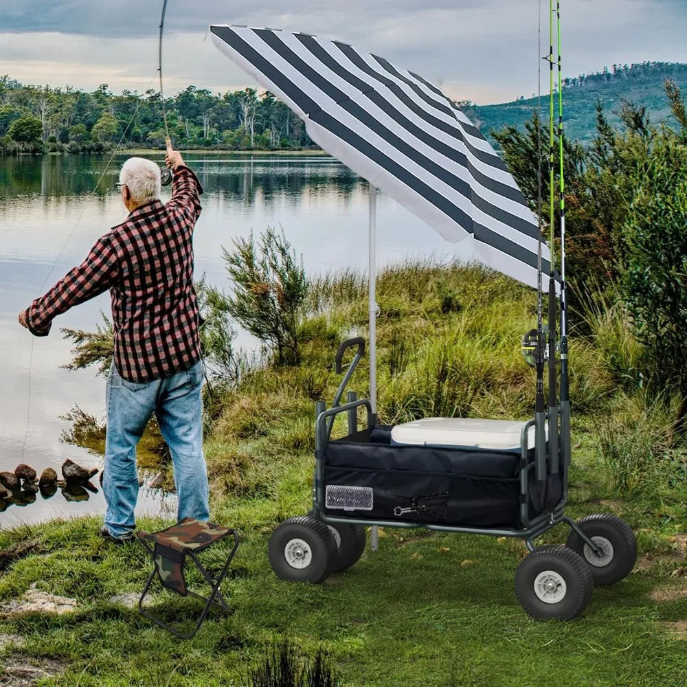 Heavy Duty Fishing Wagon with Rod Holders