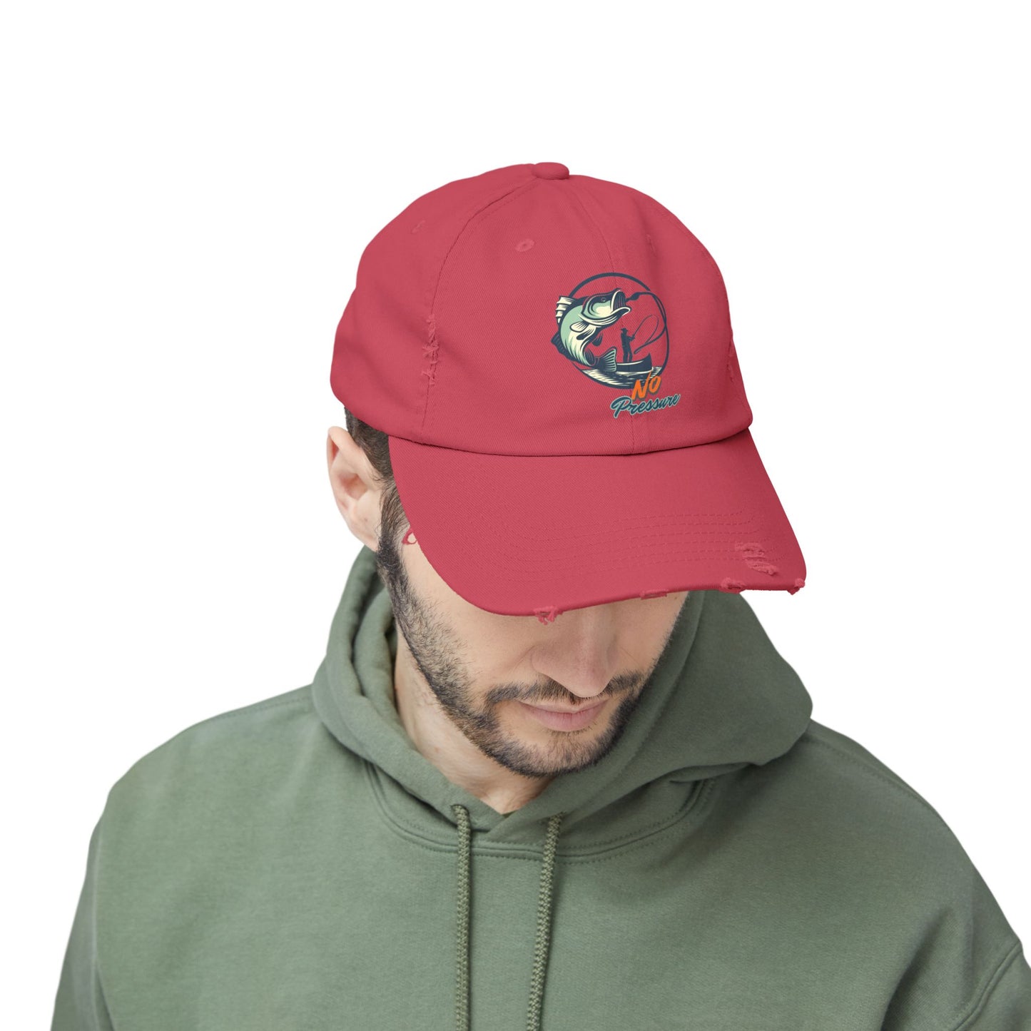 No Pressure Fishing Unisex Distressed Cap