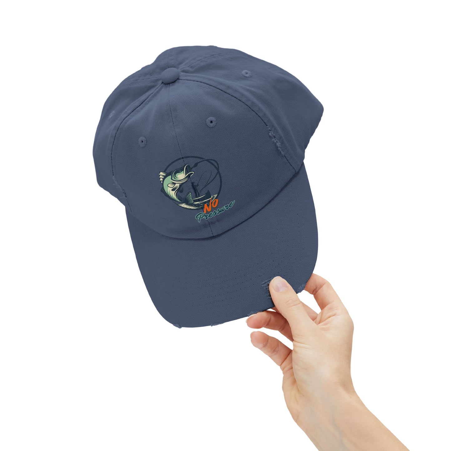 No Pressure Fishing Unisex Distressed Cap