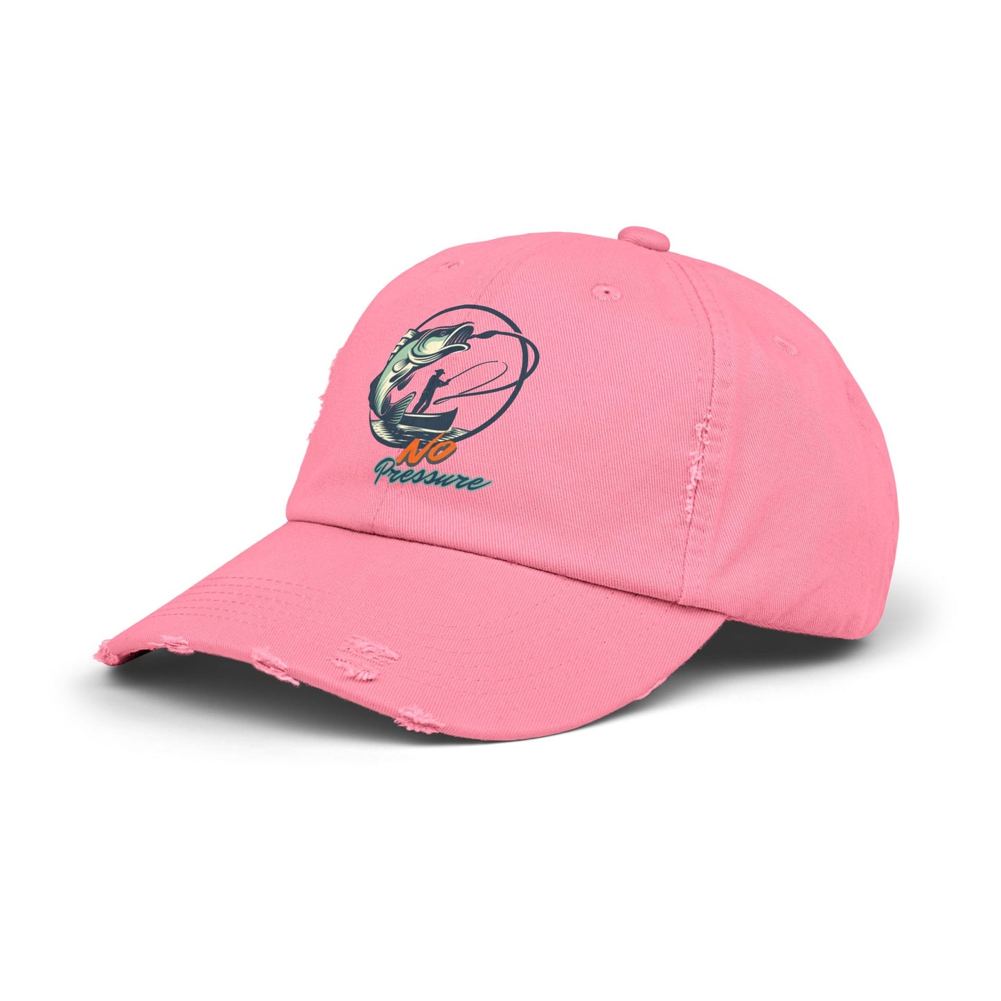 No Pressure Fishing Unisex Distressed Cap