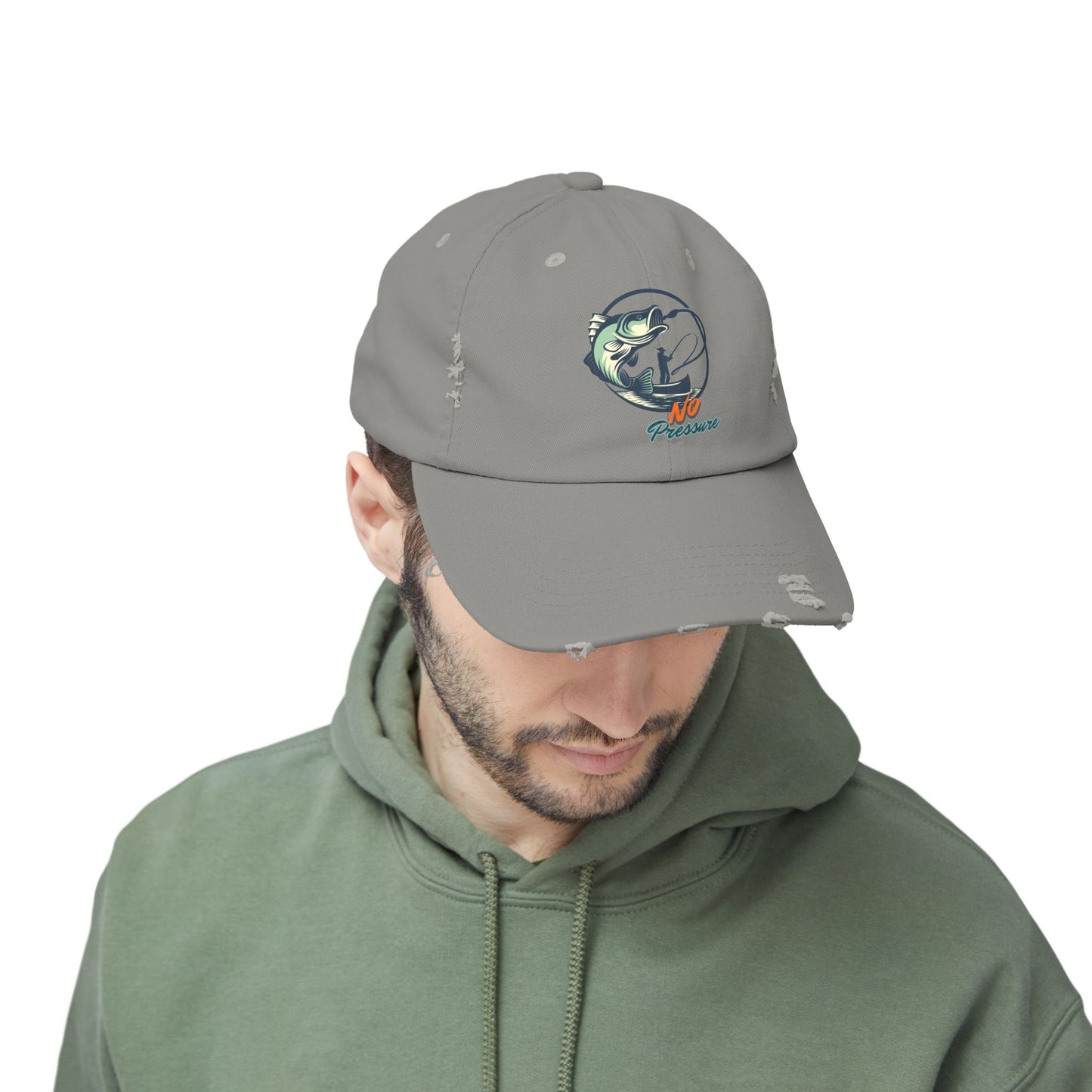 No Pressure Fishing Unisex Distressed Cap