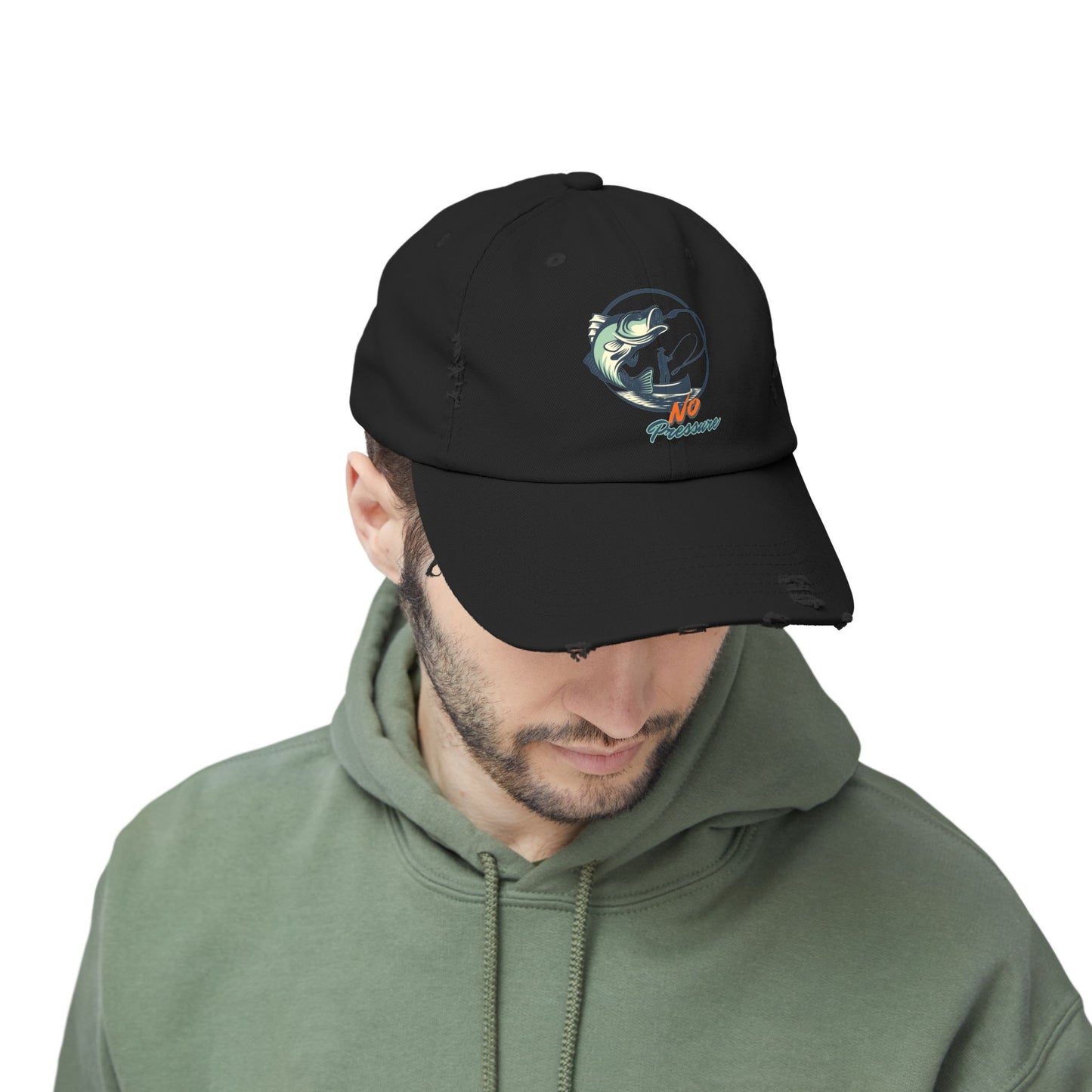 No Pressure Fishing Unisex Distressed Cap