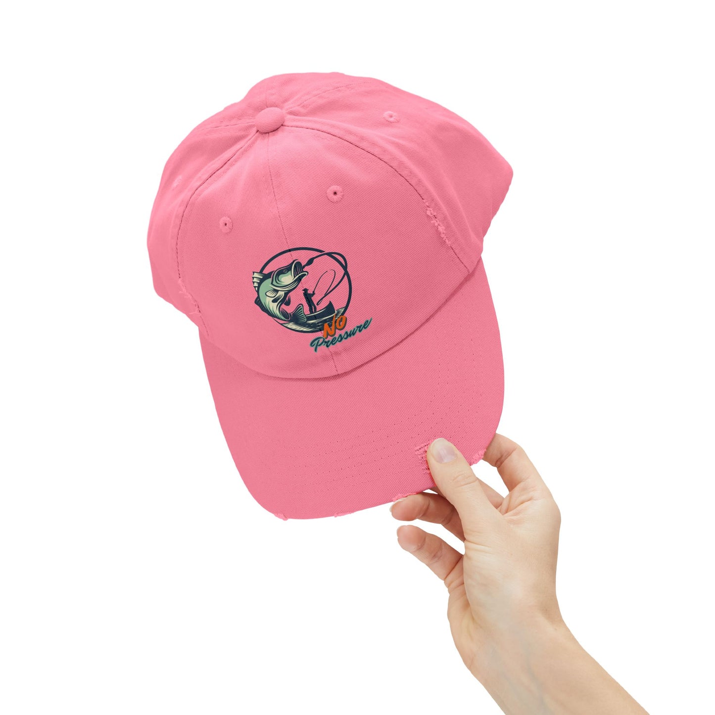 No Pressure Fishing Unisex Distressed Cap