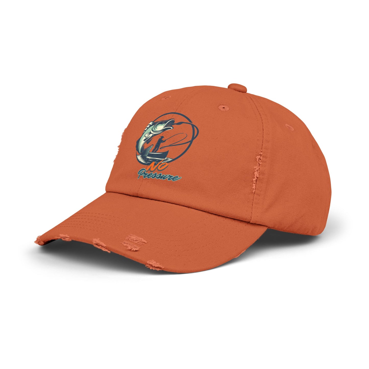 No Pressure Fishing Unisex Distressed Cap