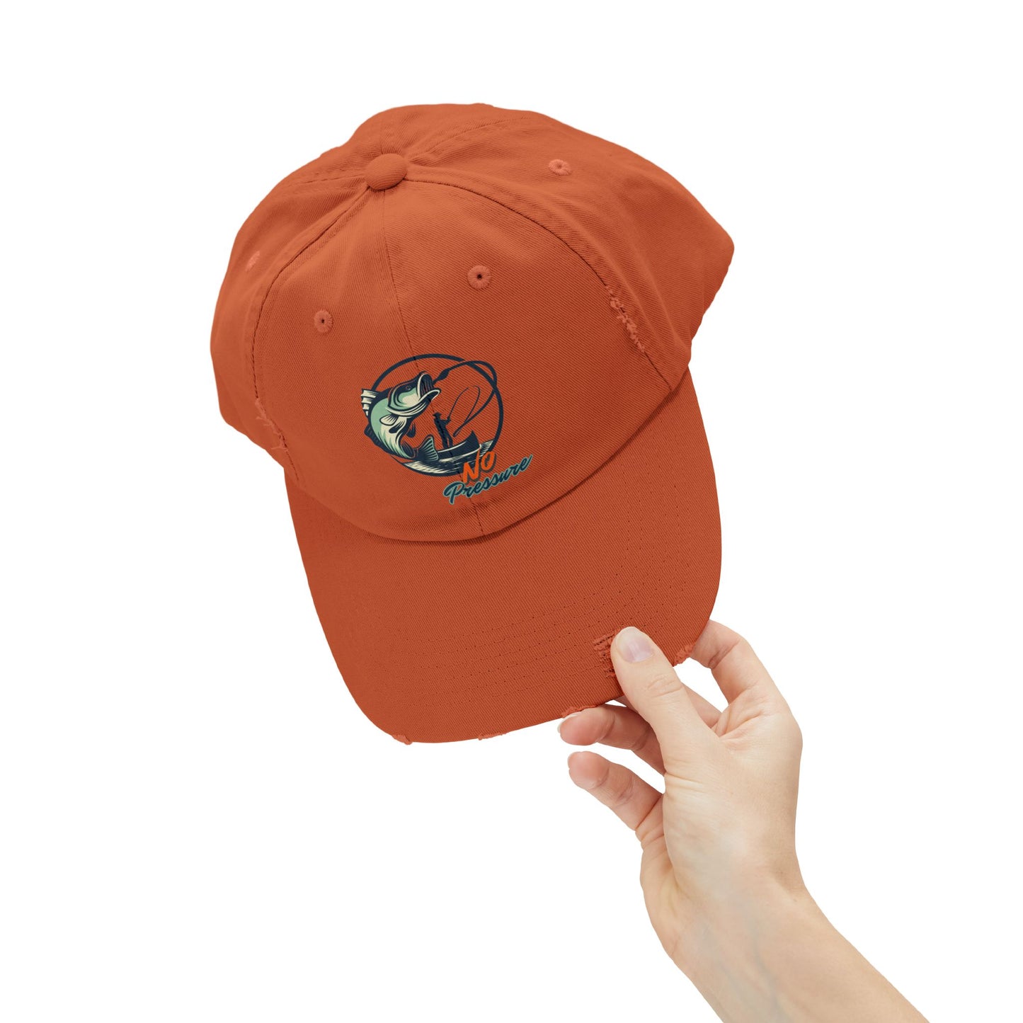No Pressure Fishing Unisex Distressed Cap