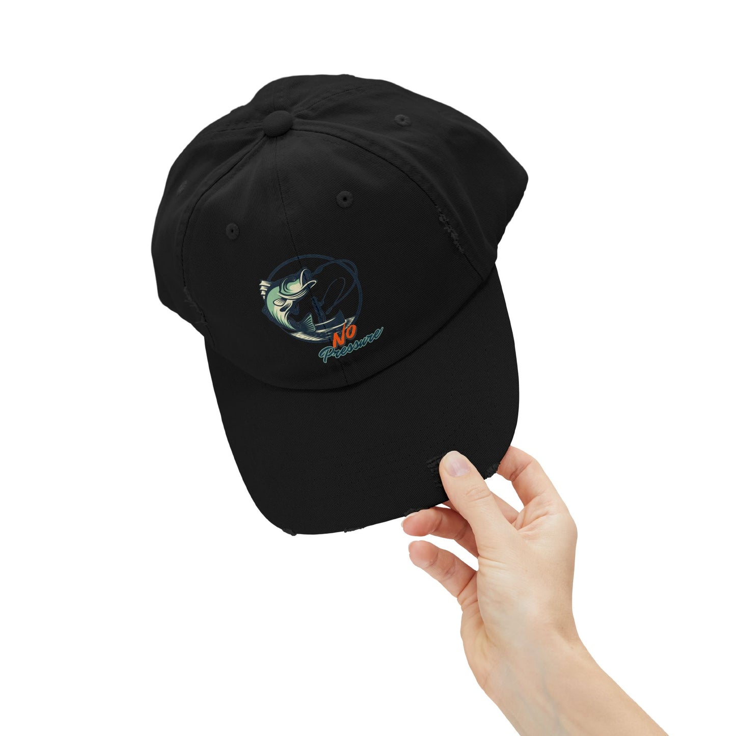 No Pressure Fishing Unisex Distressed Cap