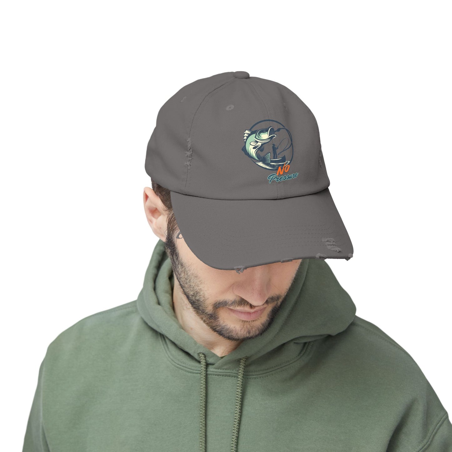 No Pressure Fishing Unisex Distressed Cap