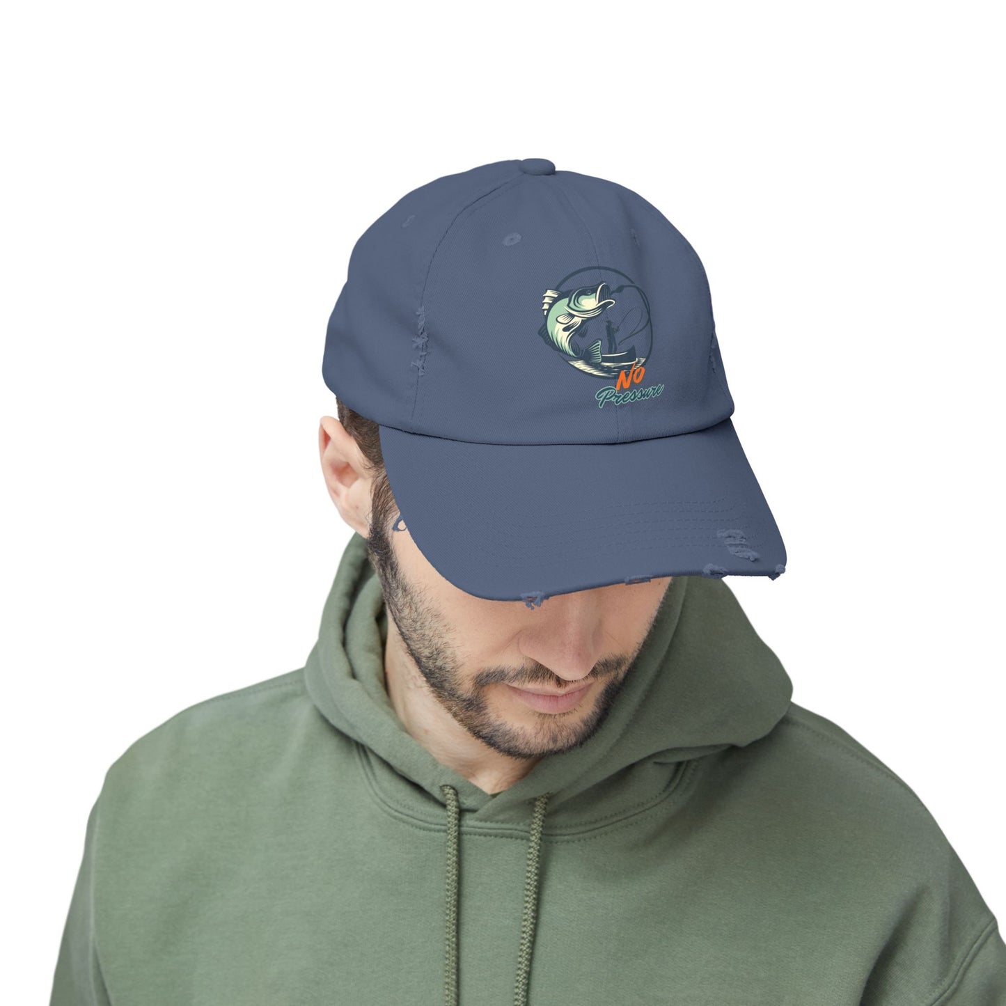 No Pressure Fishing Unisex Distressed Cap