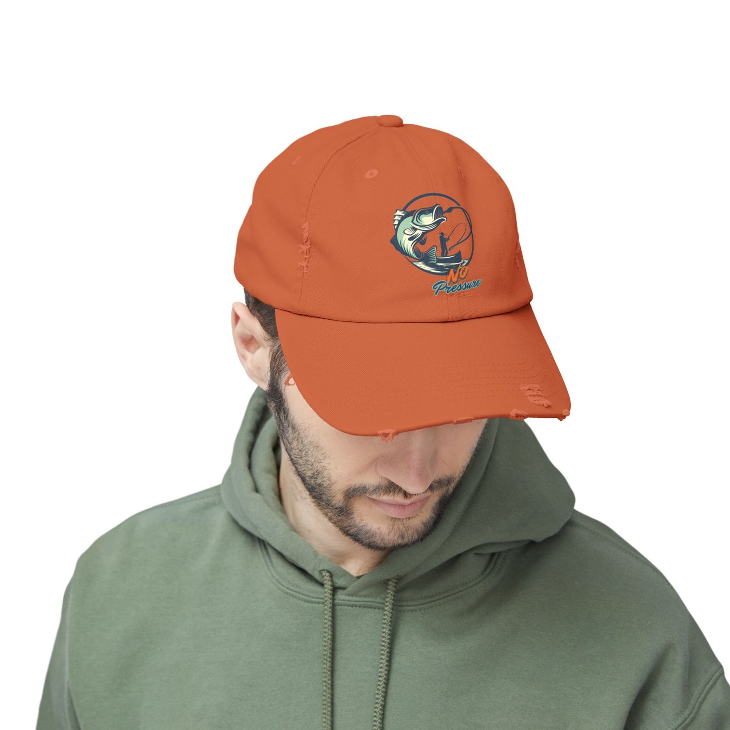 No Pressure Fishing Unisex Distressed Cap