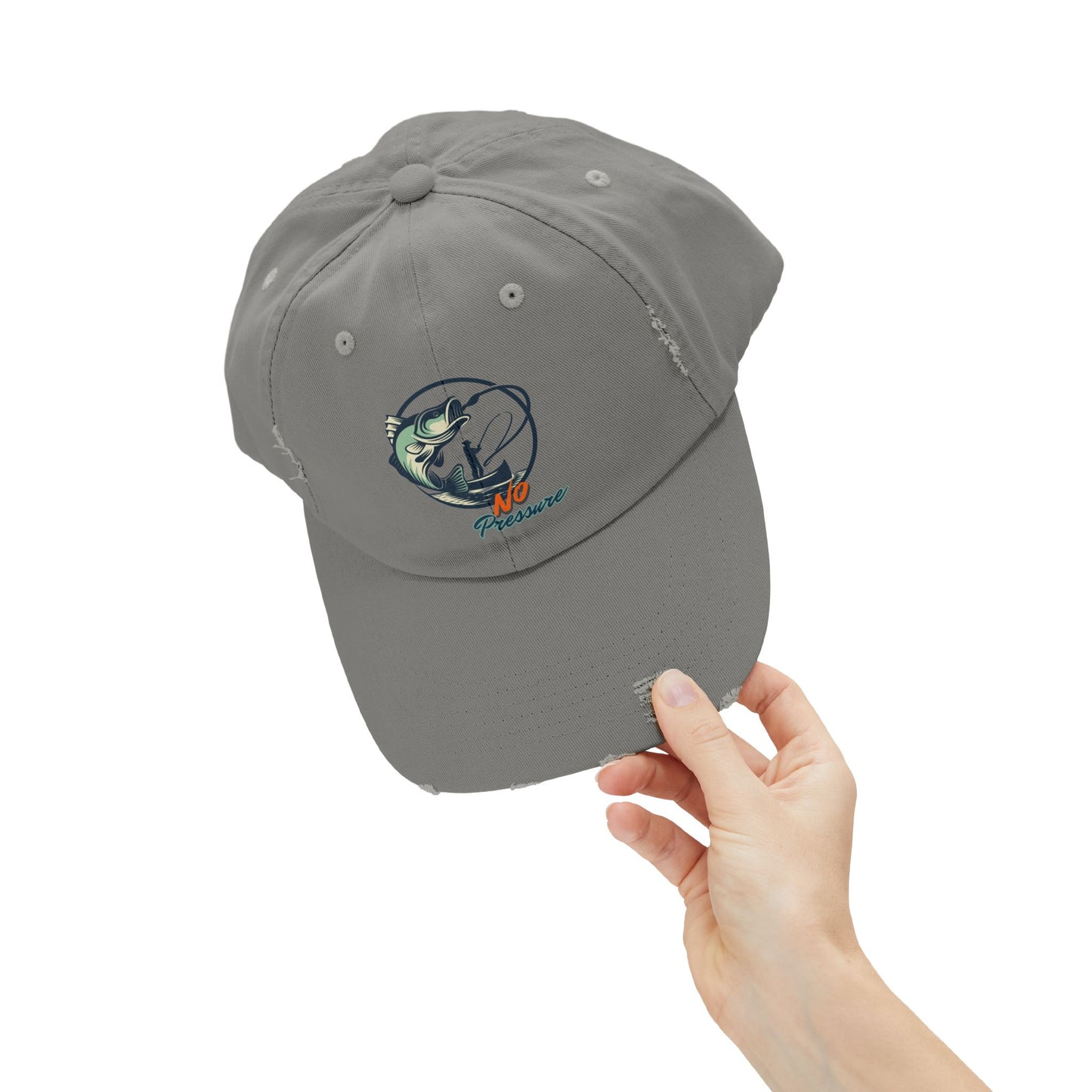 No Pressure Fishing Unisex Distressed Cap