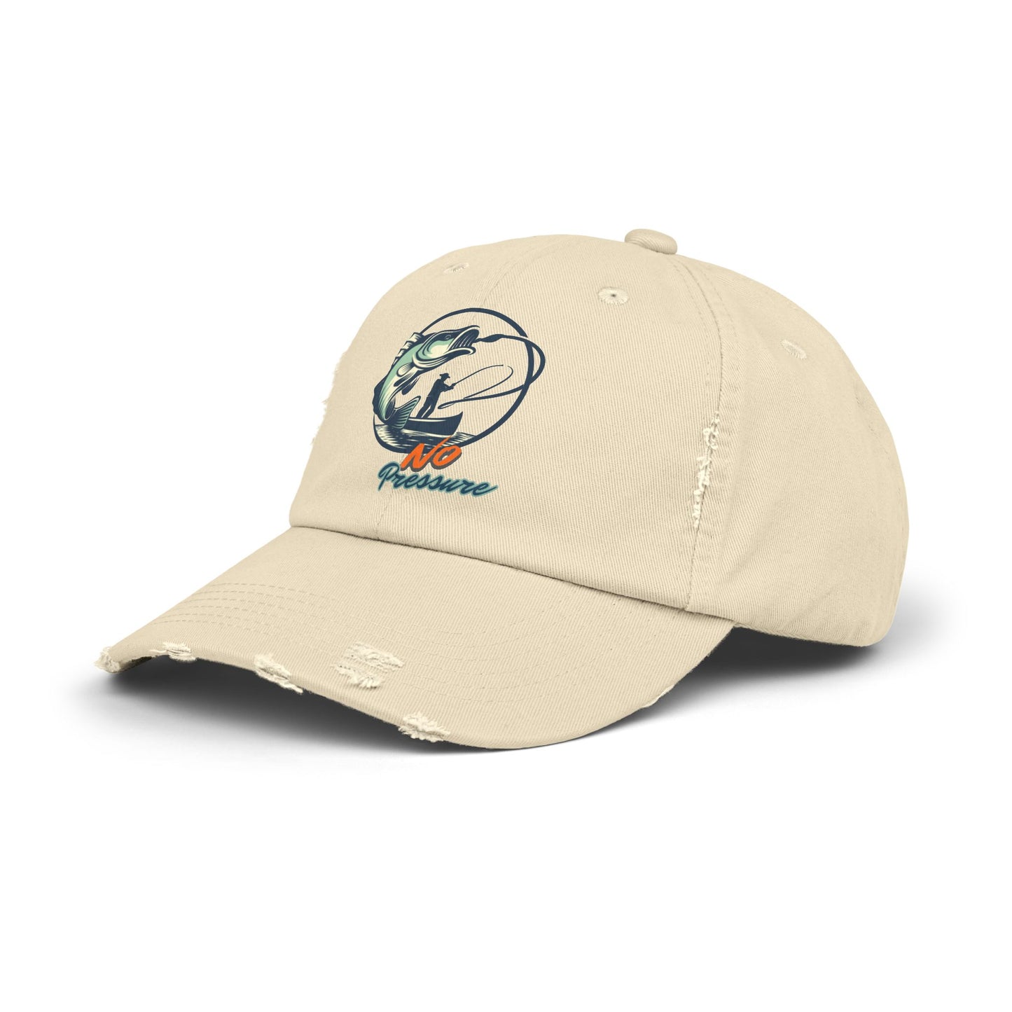 No Pressure Fishing Unisex Distressed Cap