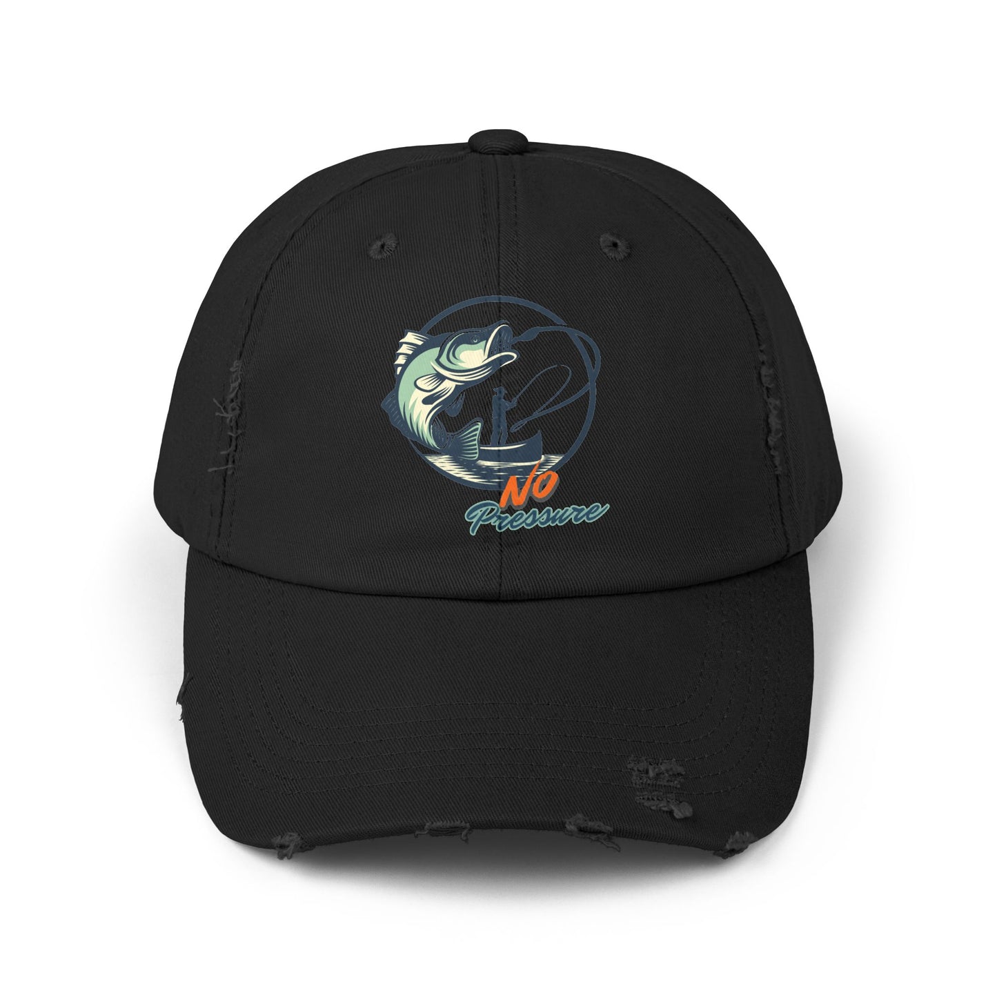 No Pressure Fishing Unisex Distressed Cap
