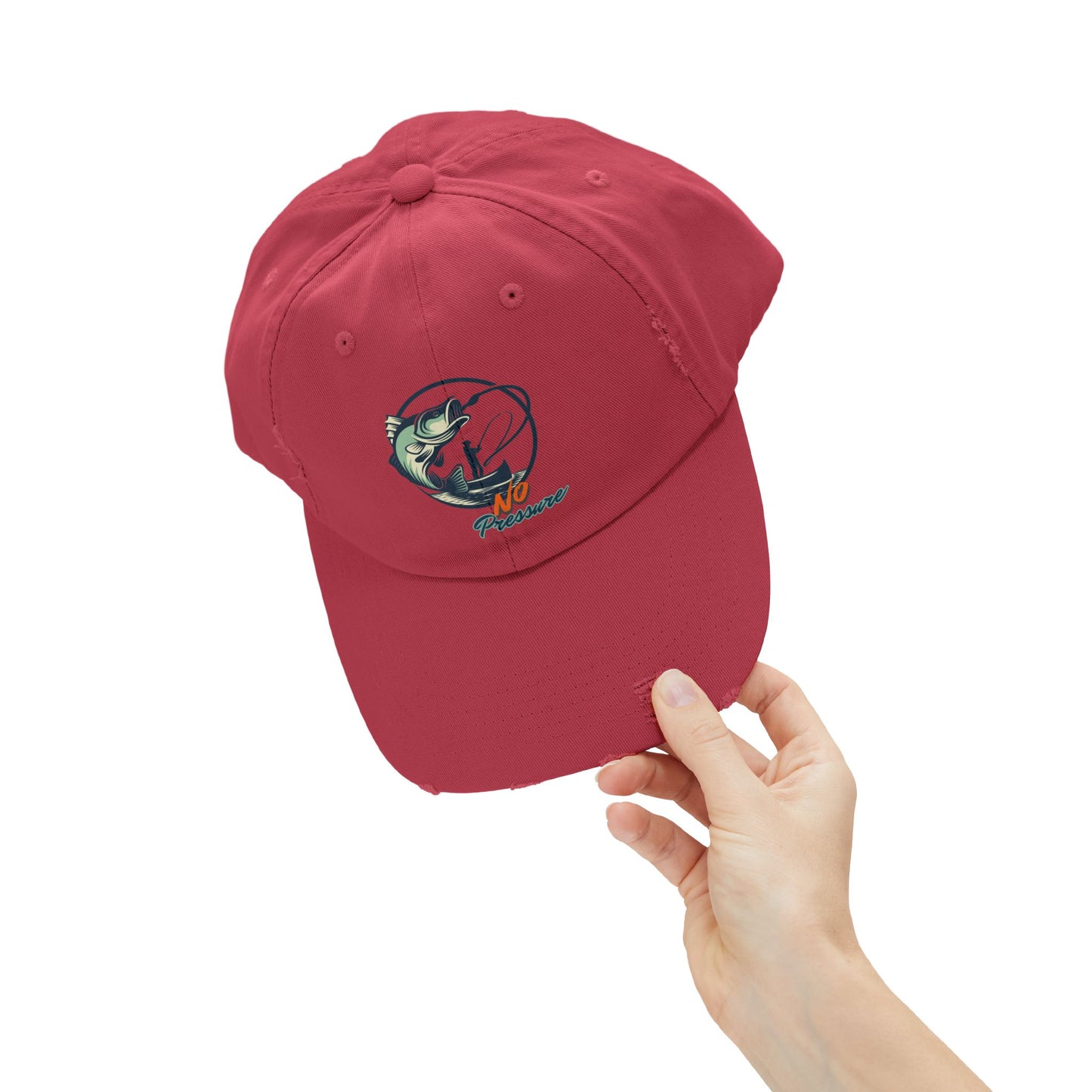No Pressure Fishing Unisex Distressed Cap