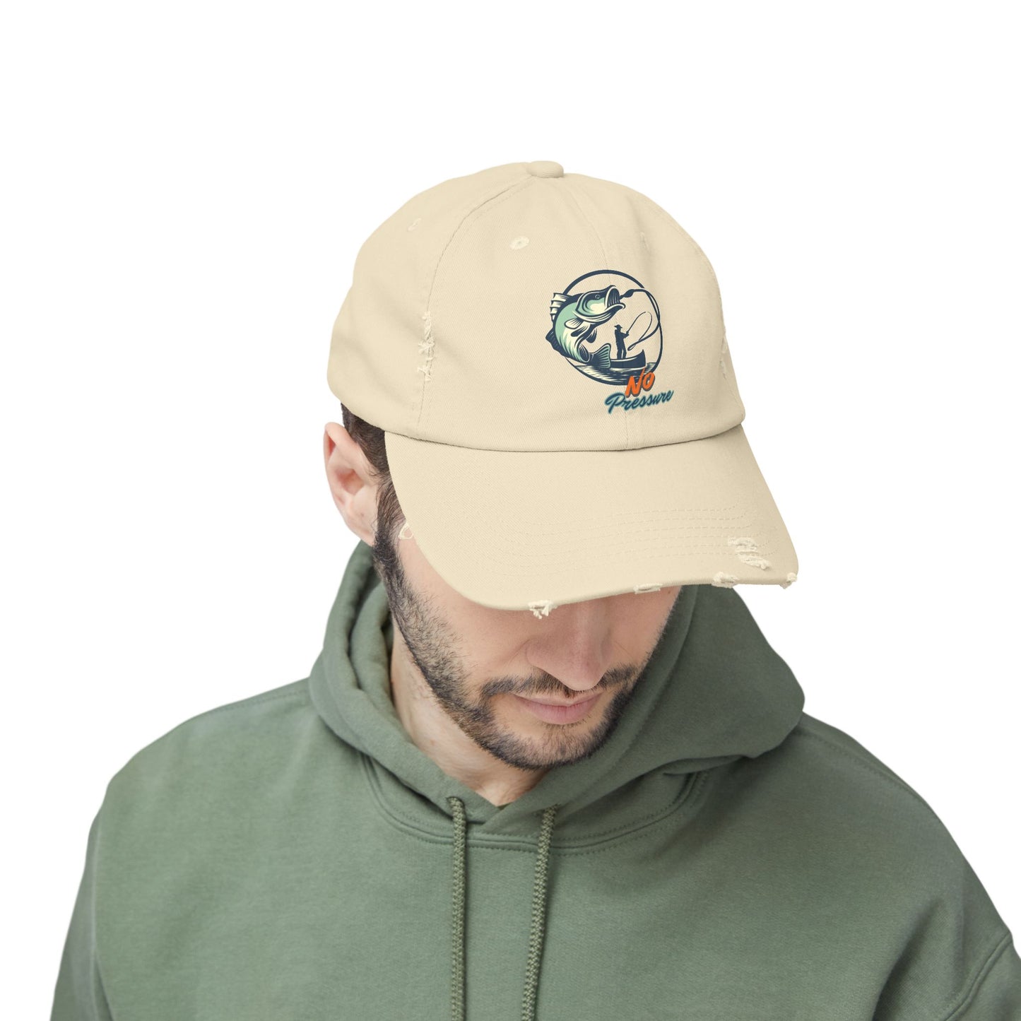 No Pressure Fishing Unisex Distressed Cap