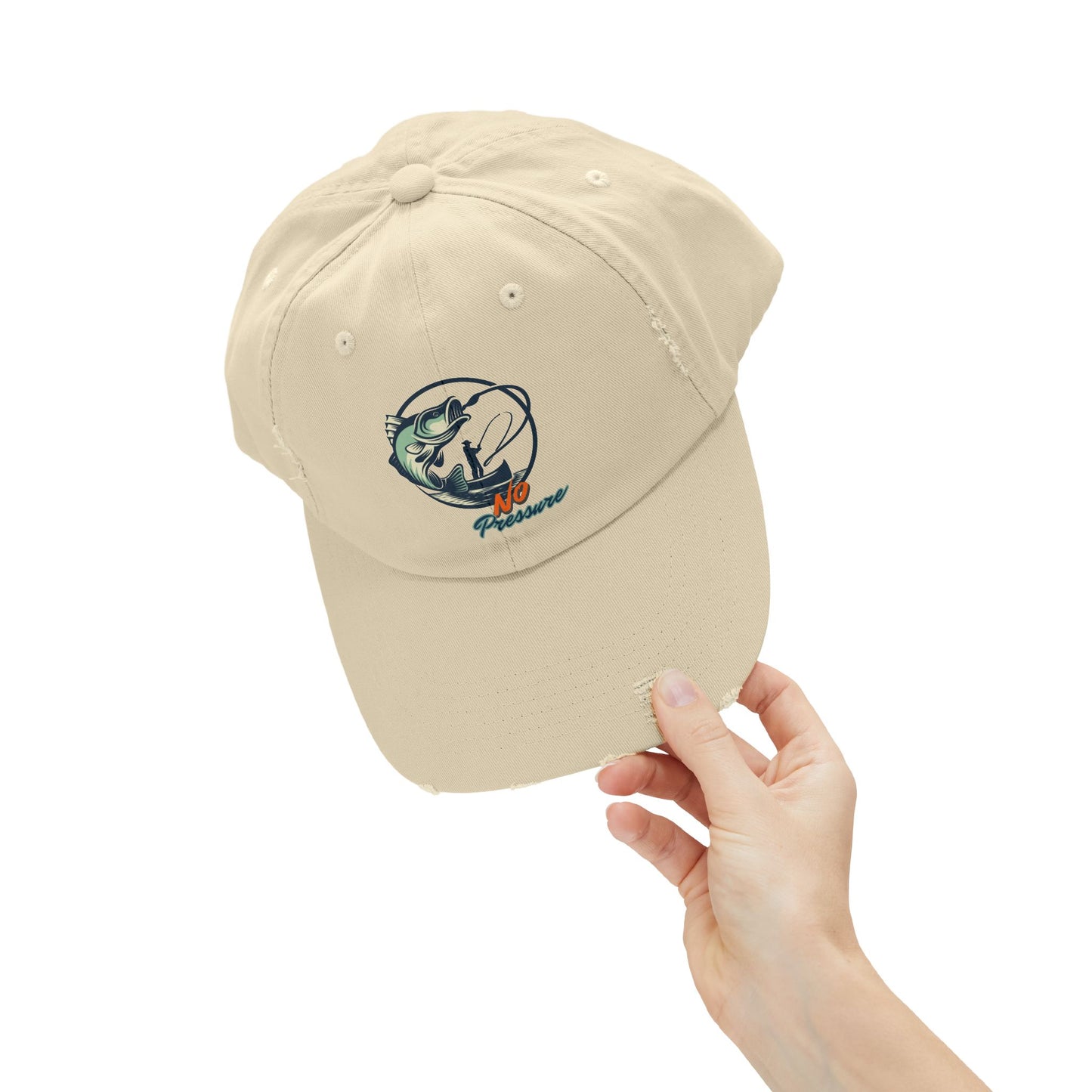 No Pressure Fishing Unisex Distressed Cap