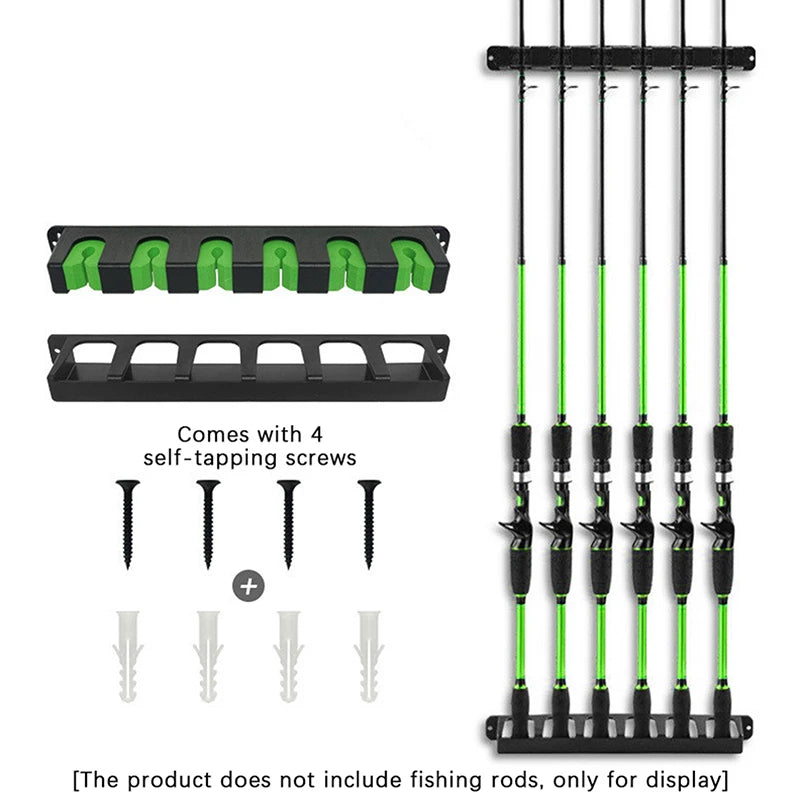 6-Rod Fishing Rod Holders Wall-Mounted