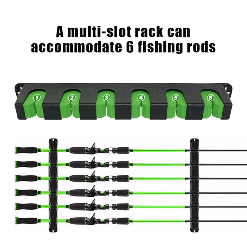 6-Rod Fishing Rod Holders Wall-Mounted
